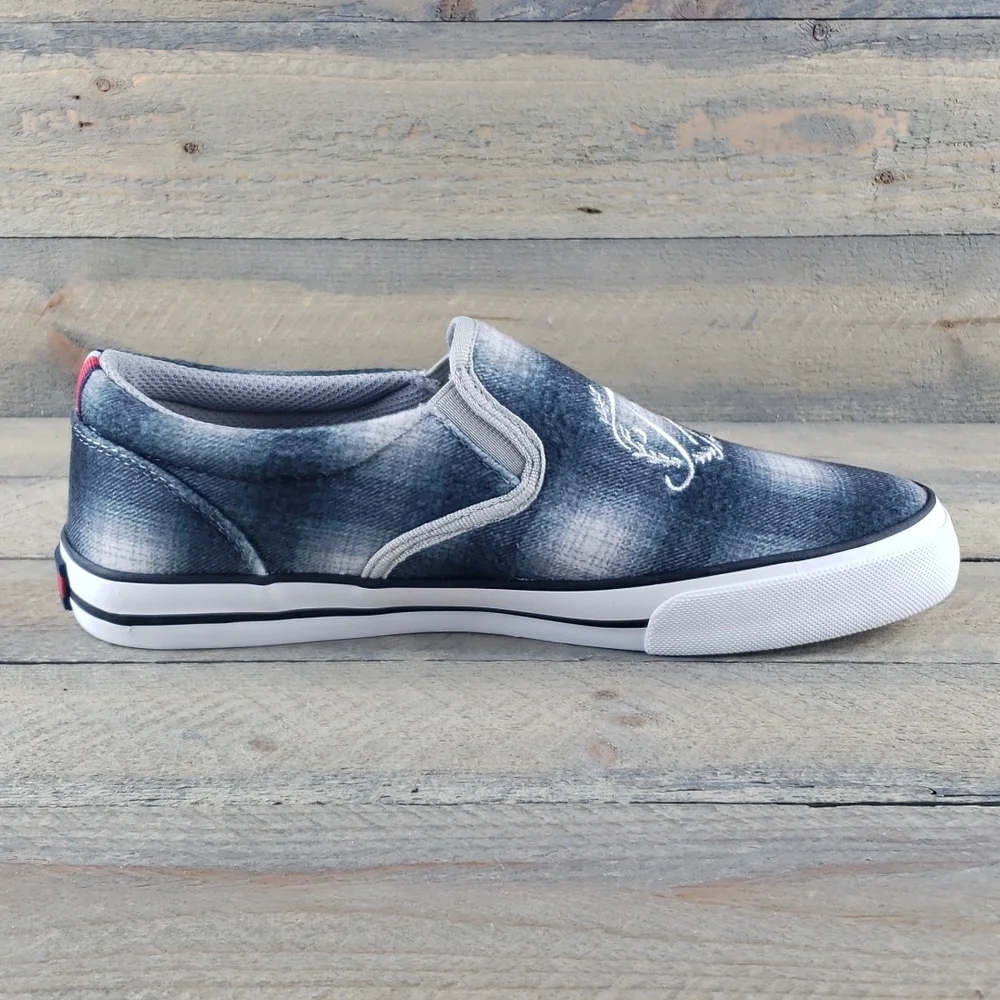 Tommy Hilfiger Women's Plaid Flannel Slip On Sneakers Embroidered Logo NEW